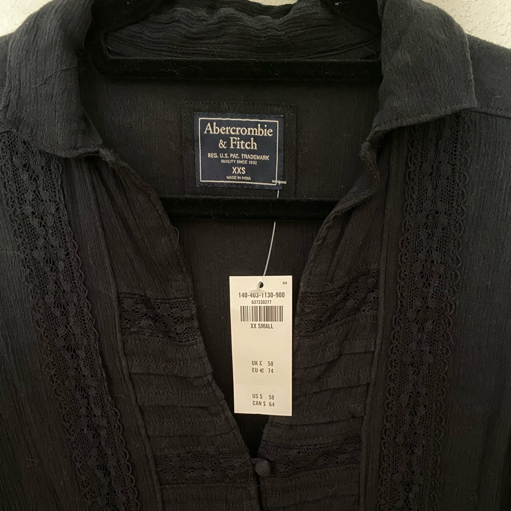 NWT Abercrombie Black Shirt with Lace Details